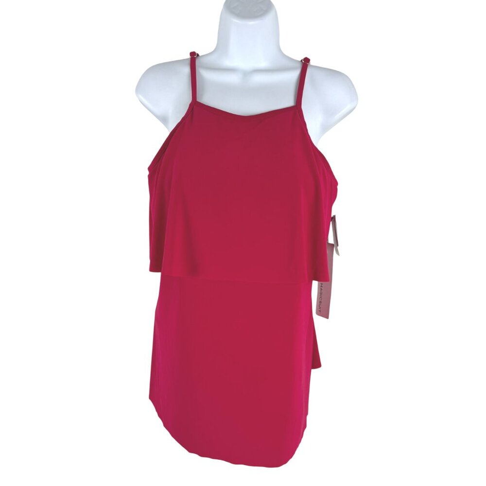 Magicsuit Solid Julia Tankini Swim Top Womens Size 12 Vamp Red NWT‎ SW-2116